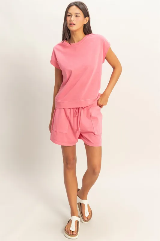 Amelia Sleeveless Crew Neck Top, Taffy Pink sold by North & Main Clothing Company