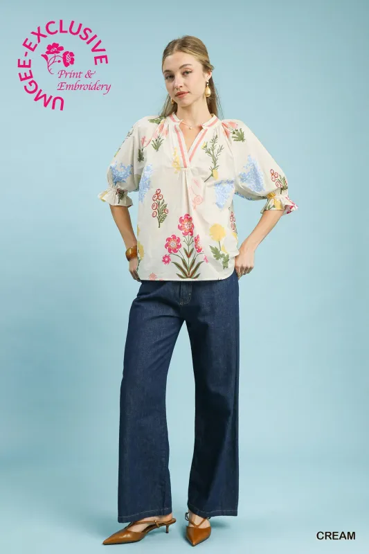 Maeve Floral Top, Cream made by Umgee