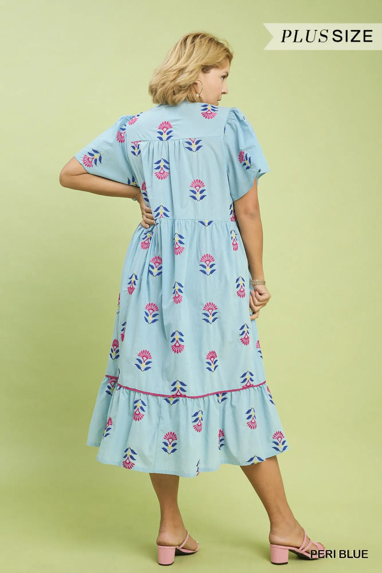 Sandy Embroidered Midi Dress, Peri Blue | Plus Size sold by North & Main Clothing Company product image thumbnail 5