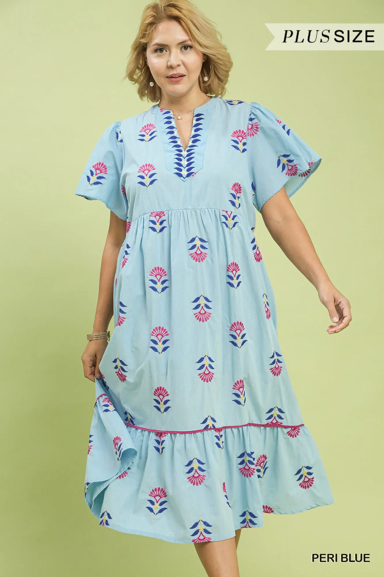 Sandy Embroidered Midi Dress, Peri Blue | Plus Size sold by North & Main Clothing Company product image thumbnail 2