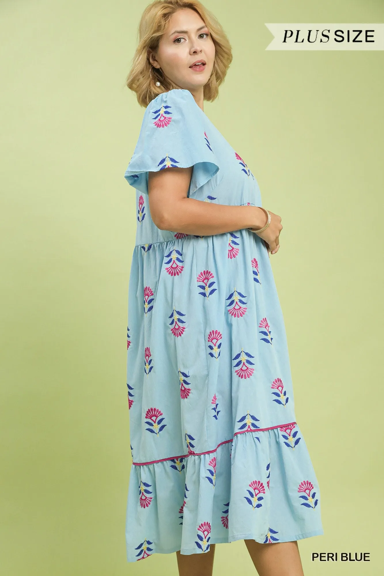 Sandy Embroidered Midi Dress, Peri Blue | Plus Size sold by North & Main Clothing Company product image thumbnail 3