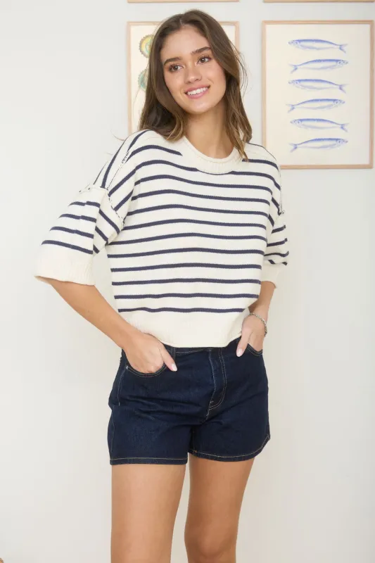 Mia Stripe Sweater, Navy made by J.O.A.