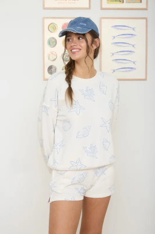 Sea Motif Crew Neck Top, Ivory made by North & Main Clothing Company