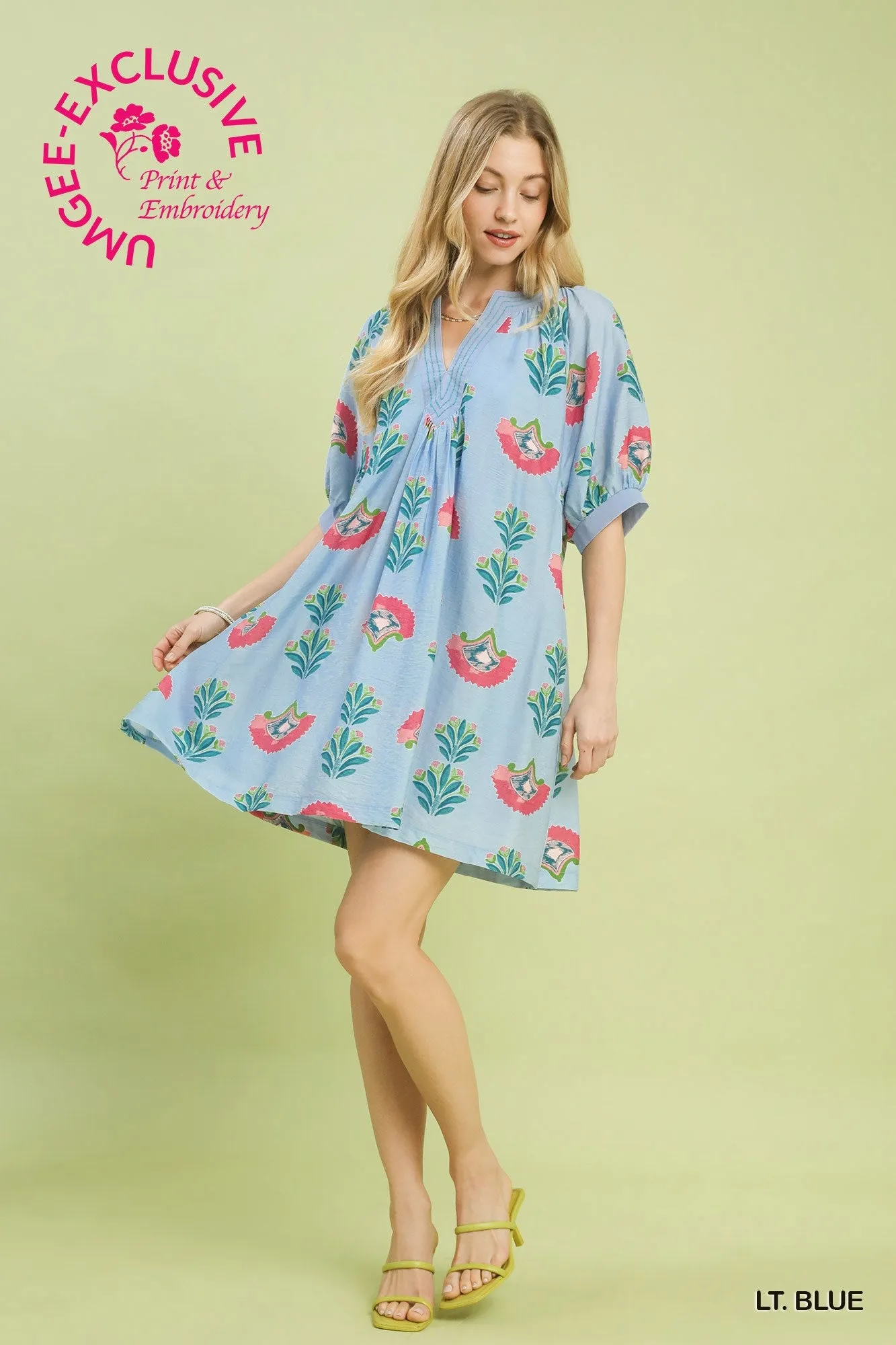 Cece Printed Mini Dress, Light Blue sold by North & Main Clothing Company product image thumbnail 2