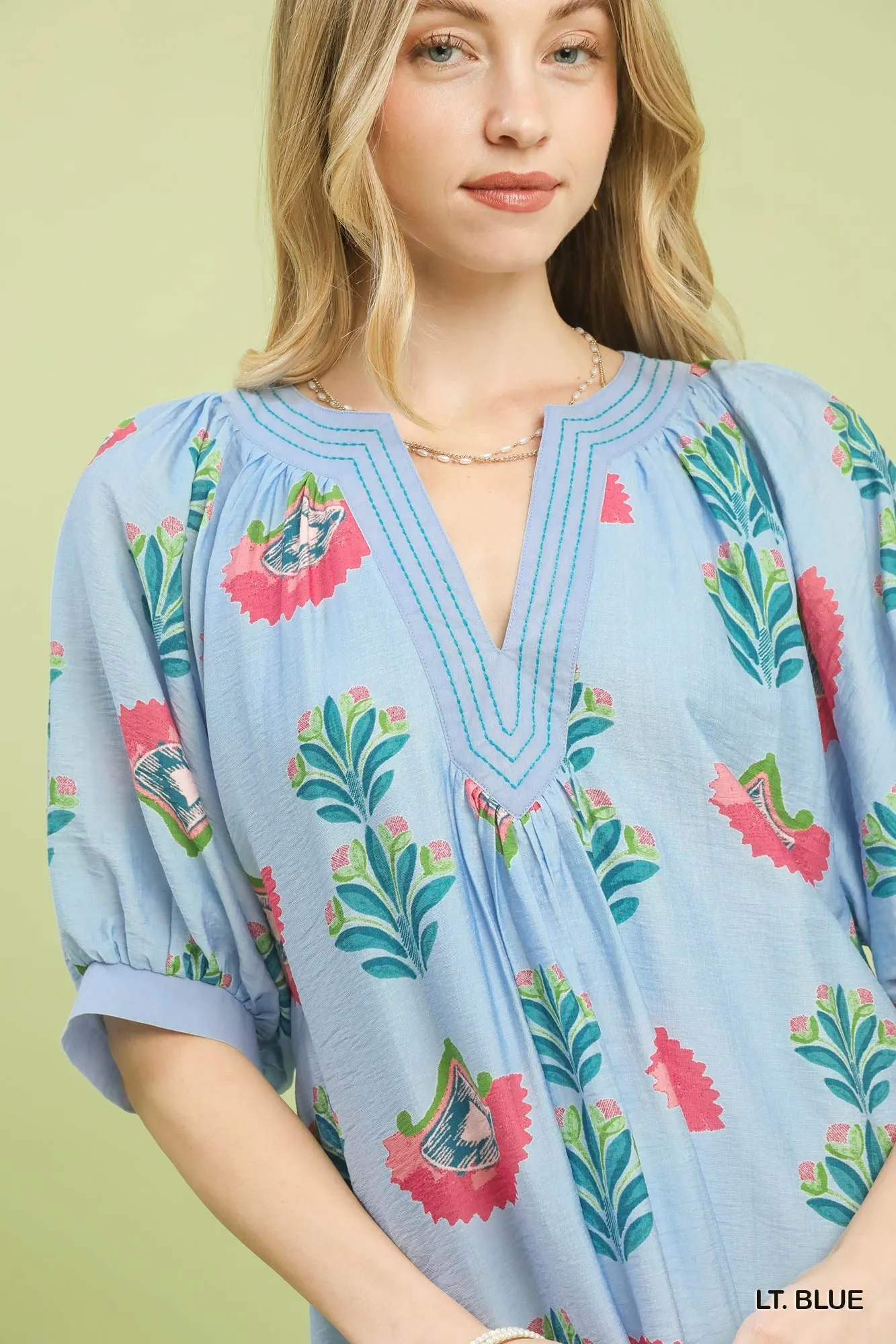 Cece Printed Mini Dress, Light Blue sold by North & Main Clothing Company product image thumbnail 4
