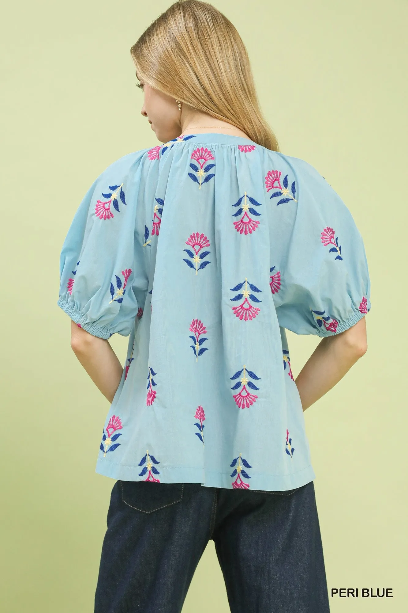 Emi Embroidered VNeck Top, Peri Blue sold by North & Main Clothing Company product image thumbnail 5