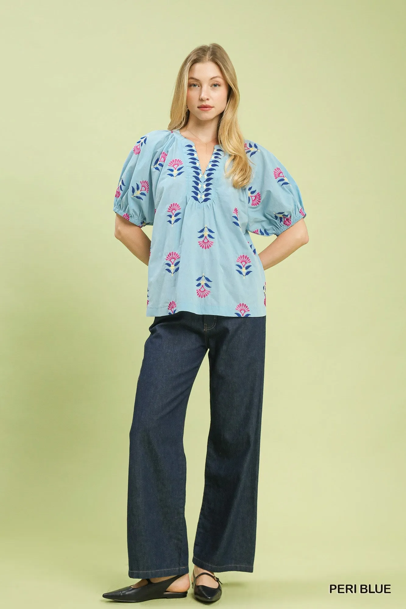 Emi Embroidered VNeck Top, Peri Blue sold by North & Main Clothing Company product image thumbnail 2