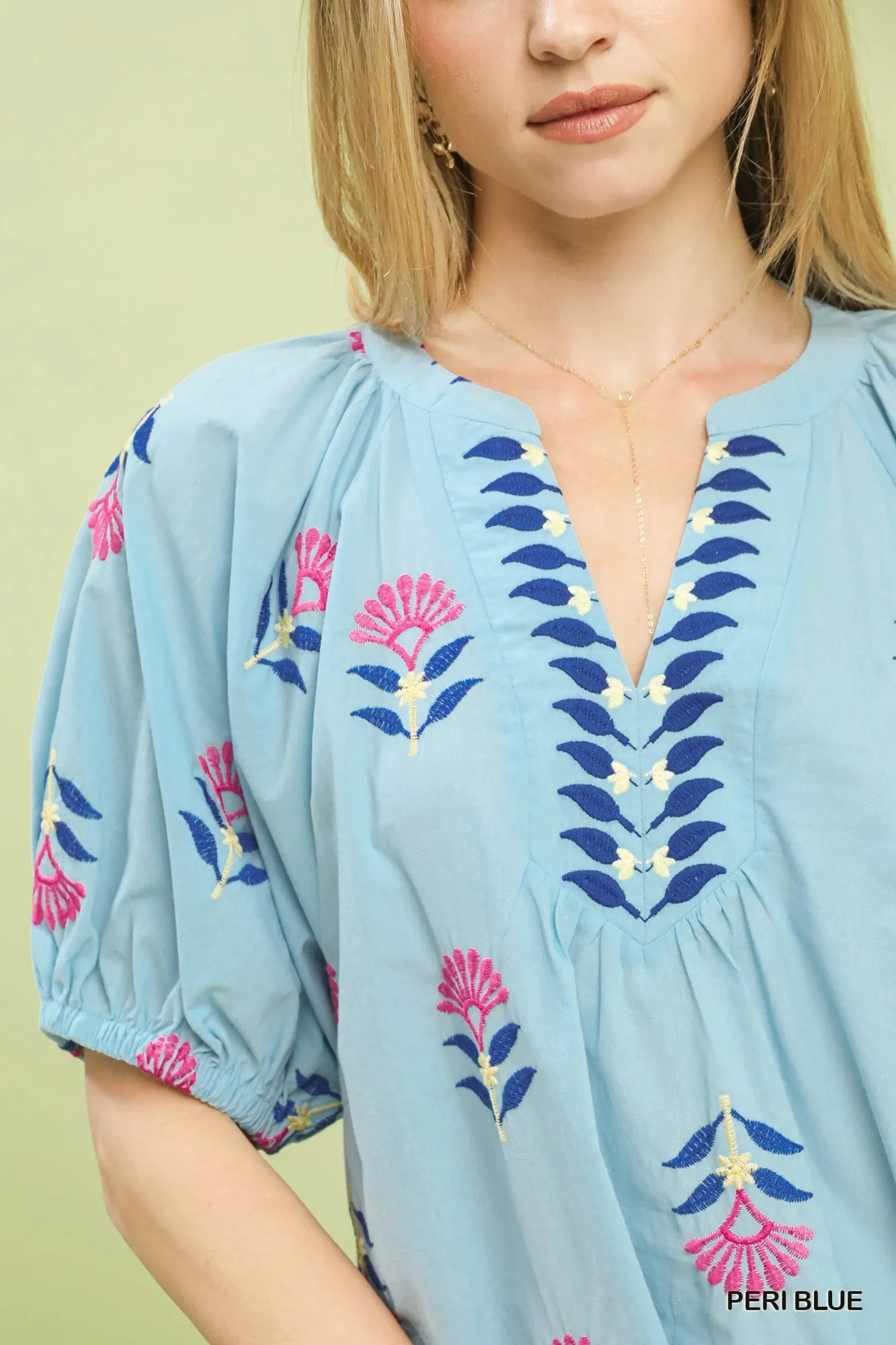 Emi Embroidered VNeck Top, Peri Blue sold by North & Main Clothing Company product image thumbnail 4
