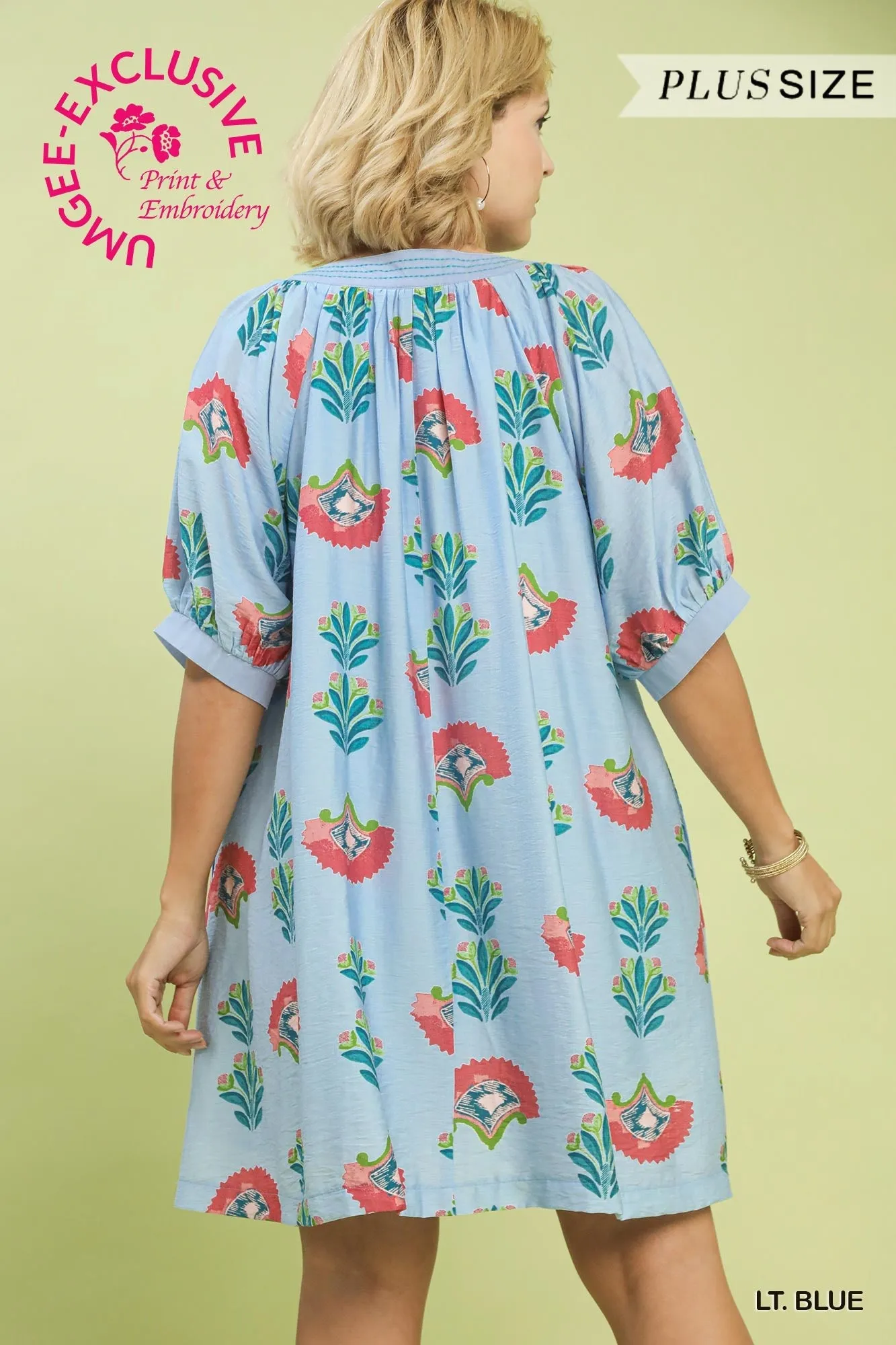 Cece Printed Mini Dress, Light Blue | Plus Size sold by North & Main Clothing Company product image thumbnail 5