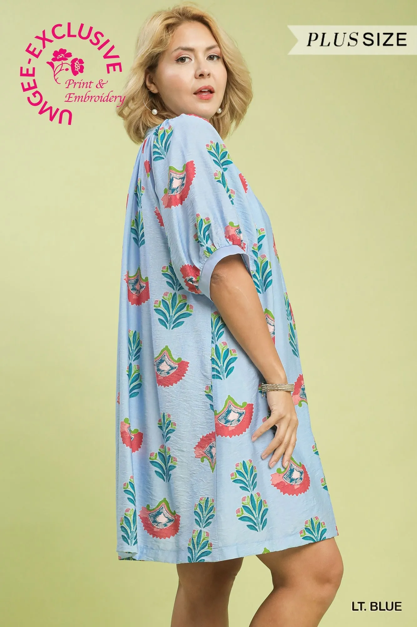 Cece Printed Mini Dress, Light Blue | Plus Size sold by North & Main Clothing Company product image thumbnail 3