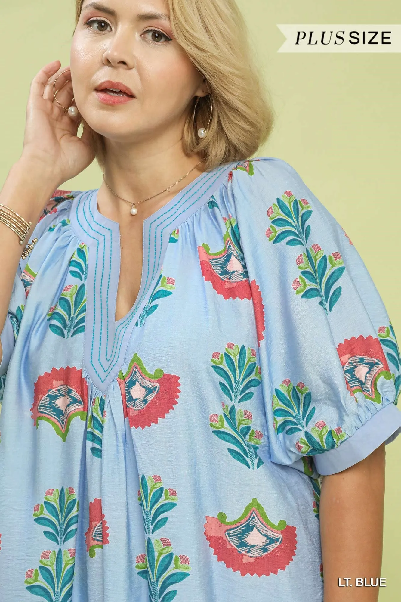 Cece Printed Mini Dress, Light Blue | Plus Size sold by North & Main Clothing Company product image thumbnail 4