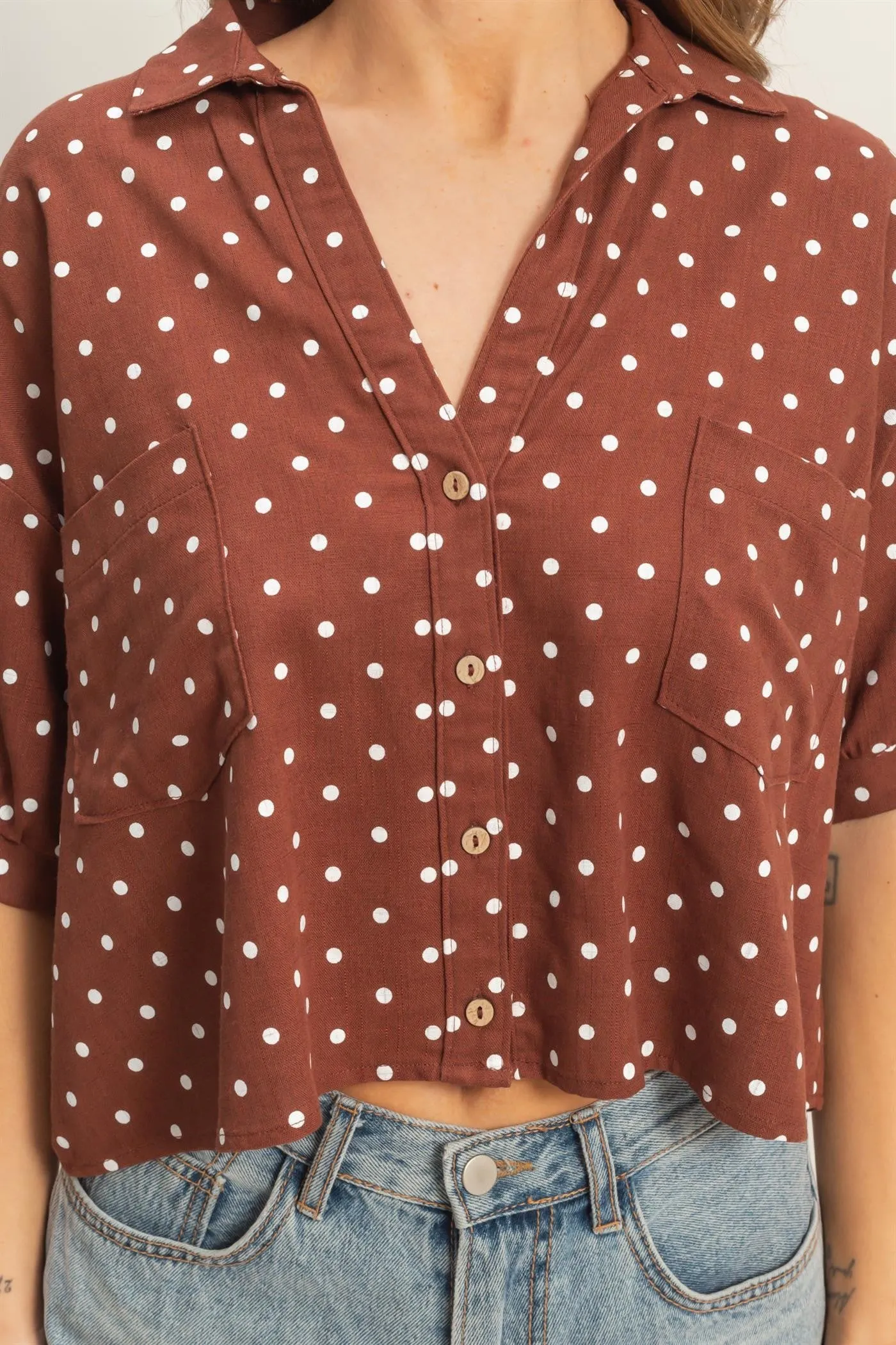 Alice Polka Dot Top, Chestnut sold by North & Main Clothing Company product image thumbnail 4