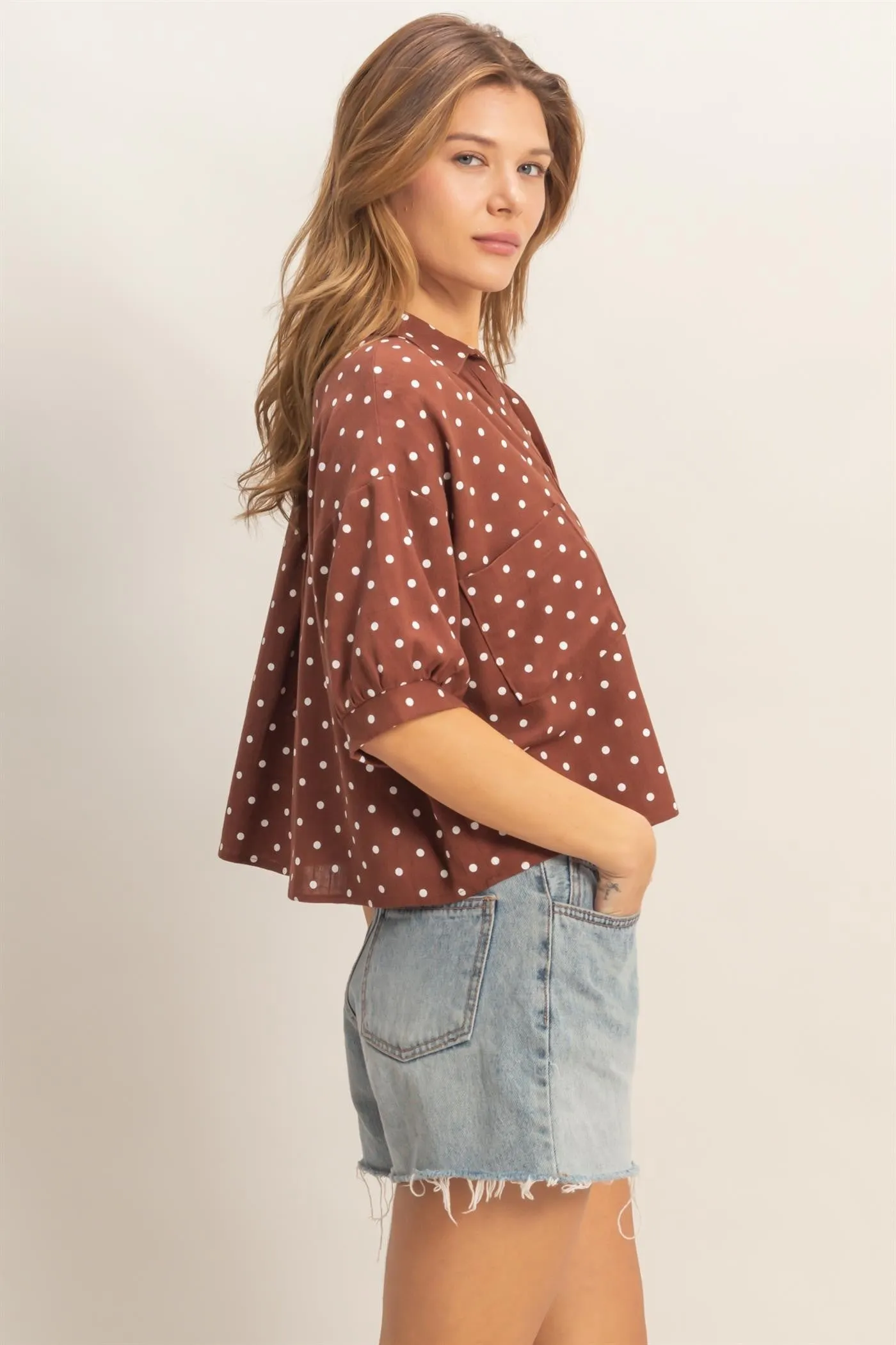 Alice Polka Dot Top, Chestnut sold by North & Main Clothing Company product image thumbnail 5