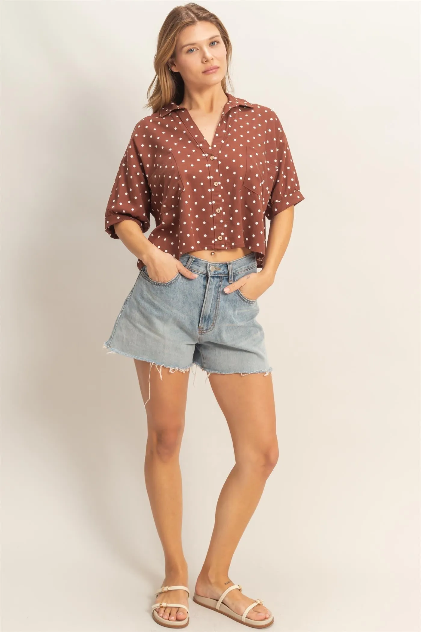 Alice Polka Dot Top, Chestnut sold by North & Main Clothing Company product image thumbnail 2
