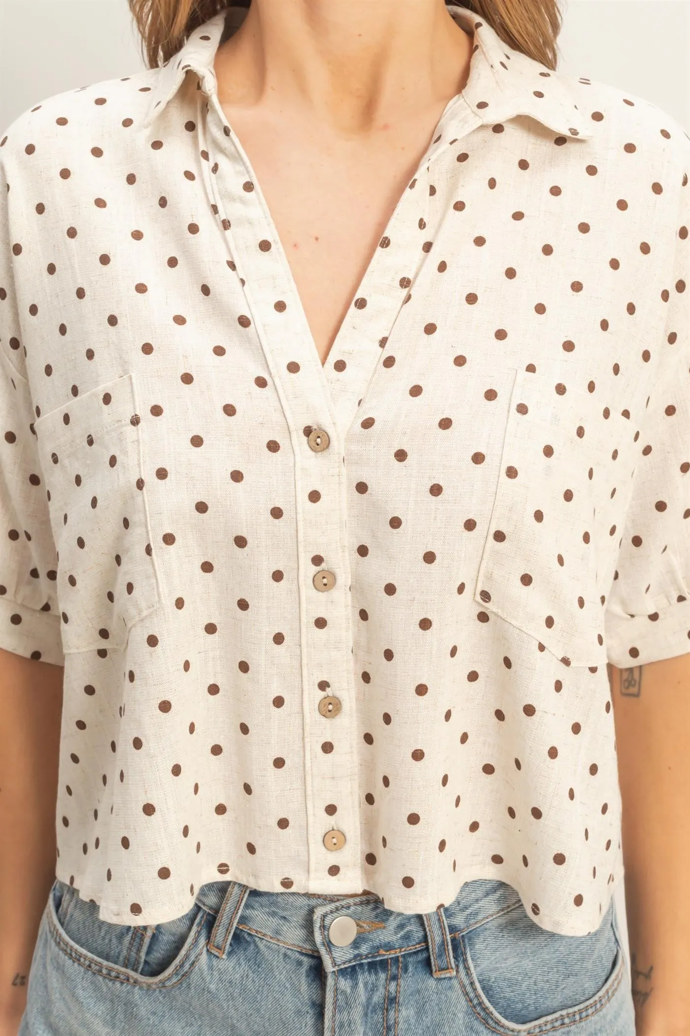 Alice Polka Dot Top, Oatmeal sold by North & Main Clothing Company product image thumbnail 4