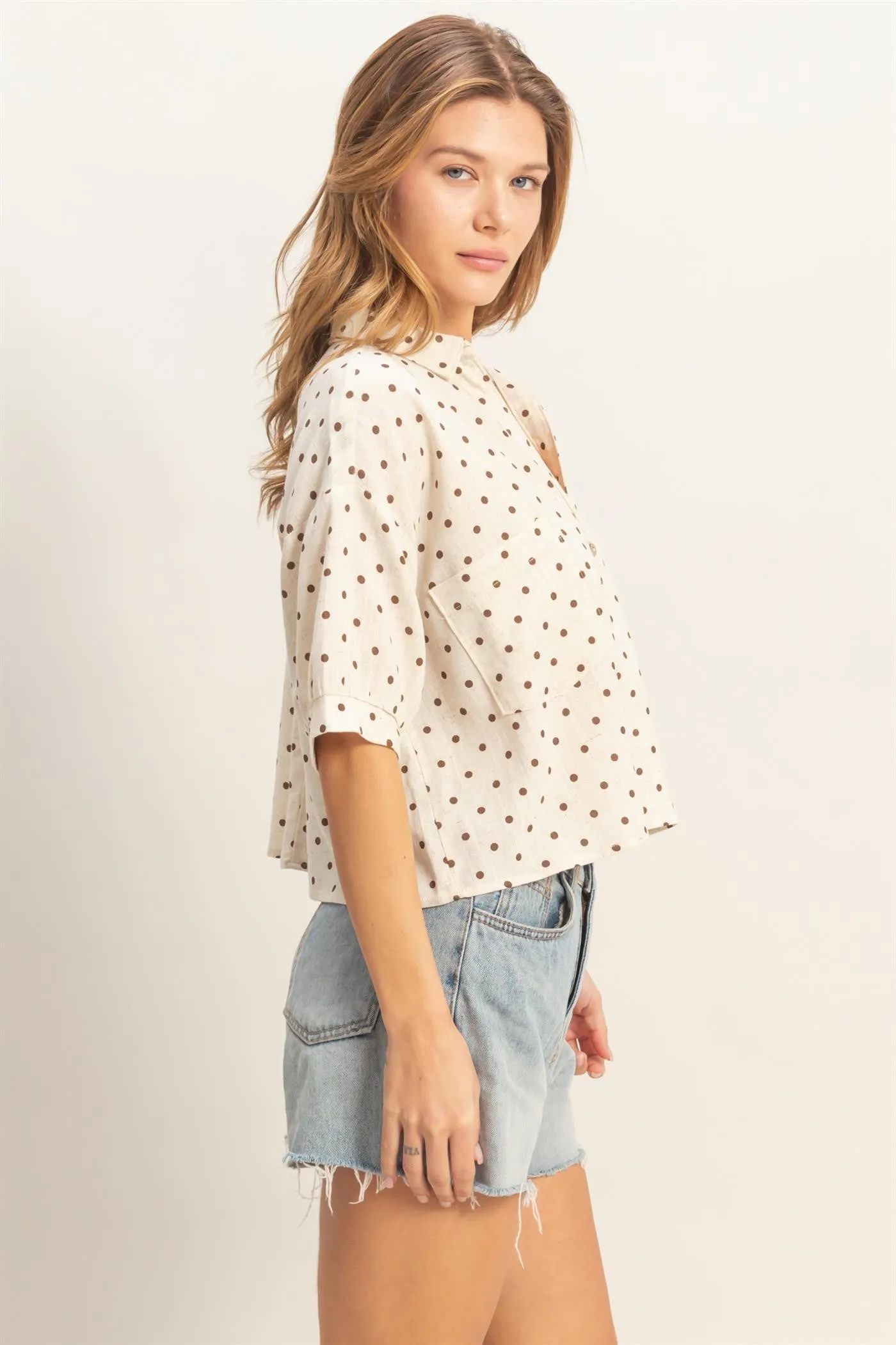 Alice Polka Dot Top, Oatmeal sold by North & Main Clothing Company product image thumbnail 3