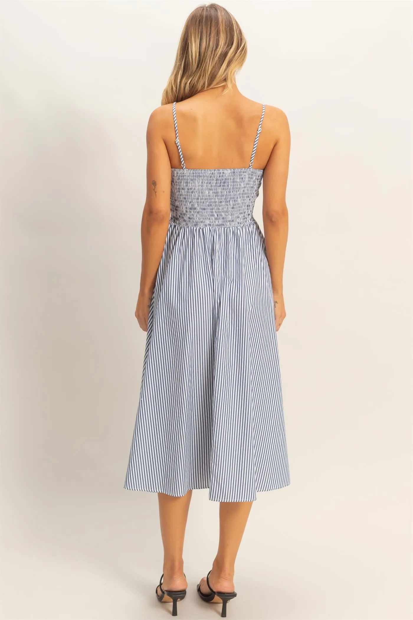 Maya Striped Midi Dress, Navy sold by North & Main Clothing Company product image thumbnail 4