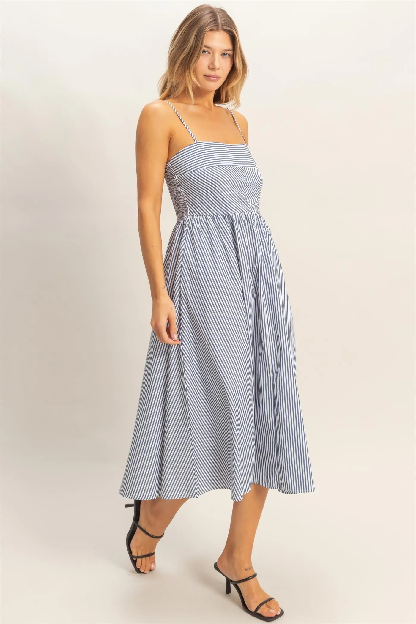 Maya Striped Midi Dress, Navy sold by North & Main Clothing Company product image thumbnail 2