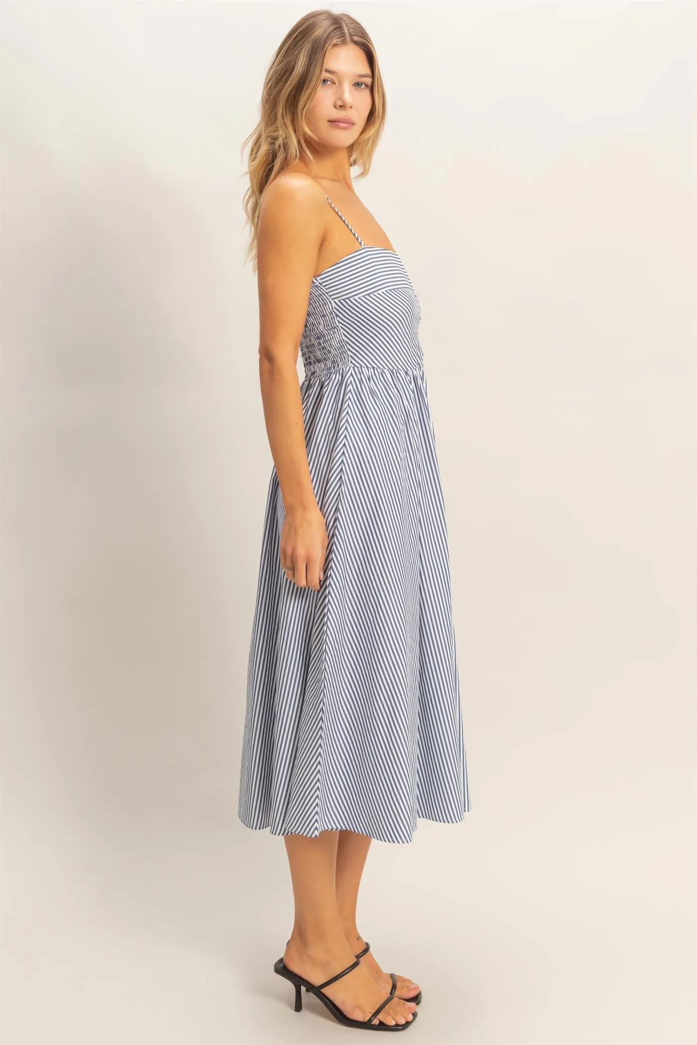 Maya Striped Midi Dress, Navy sold by North & Main Clothing Company product image thumbnail 5