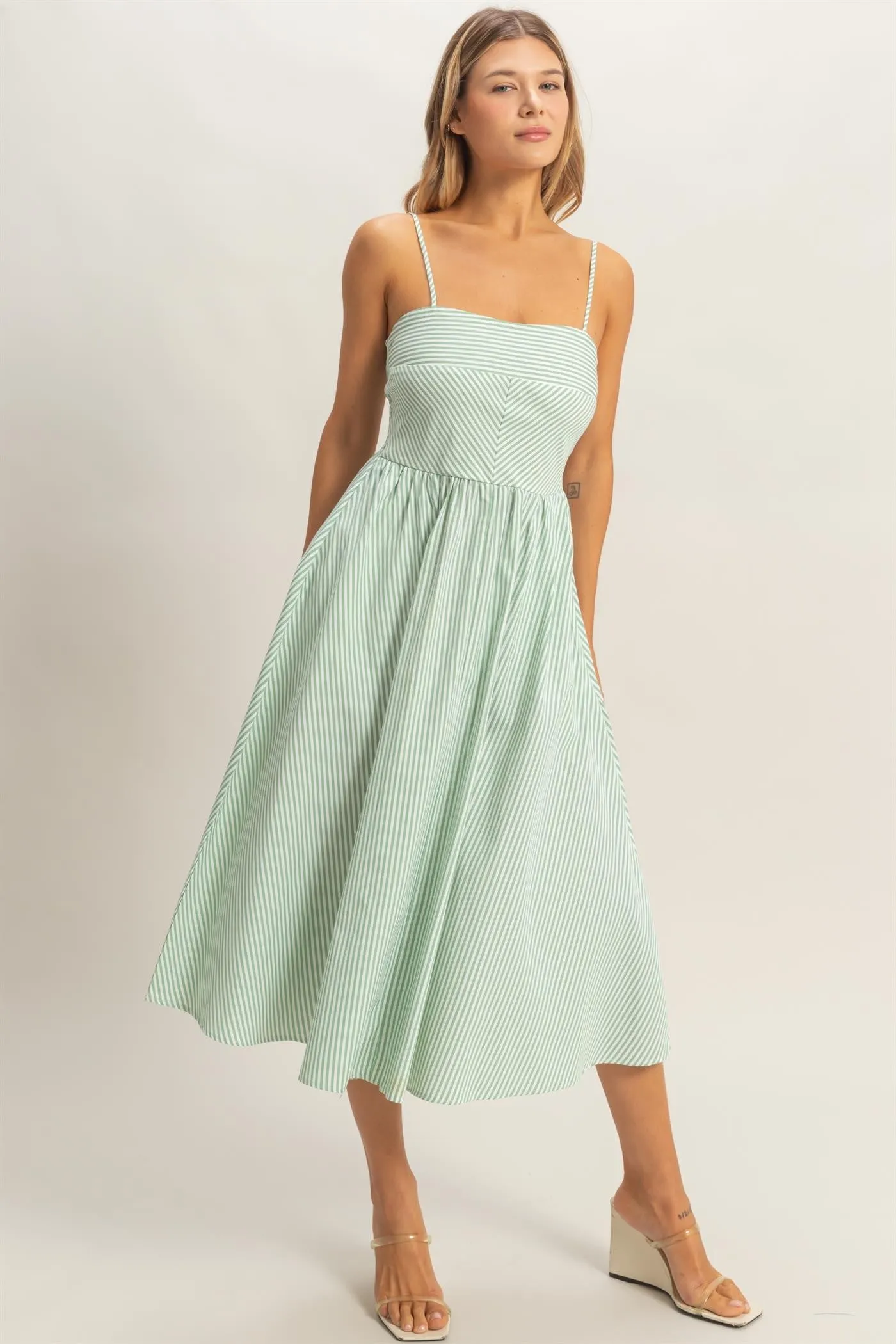 Maya Striped Midi Dress, Green sold by North & Main Clothing Company product image thumbnail 2