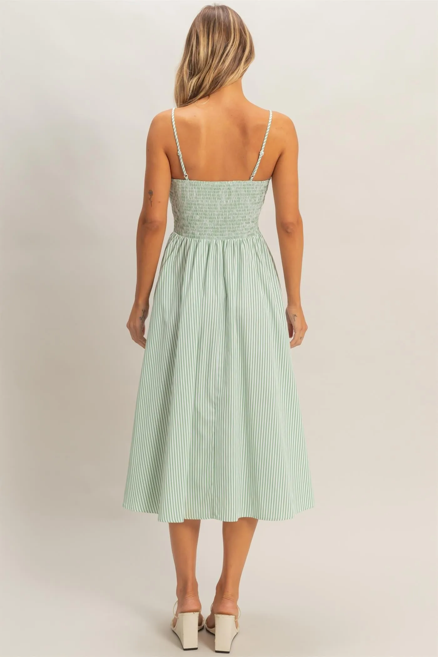 Maya Striped Midi Dress, Green sold by North & Main Clothing Company product image thumbnail 3