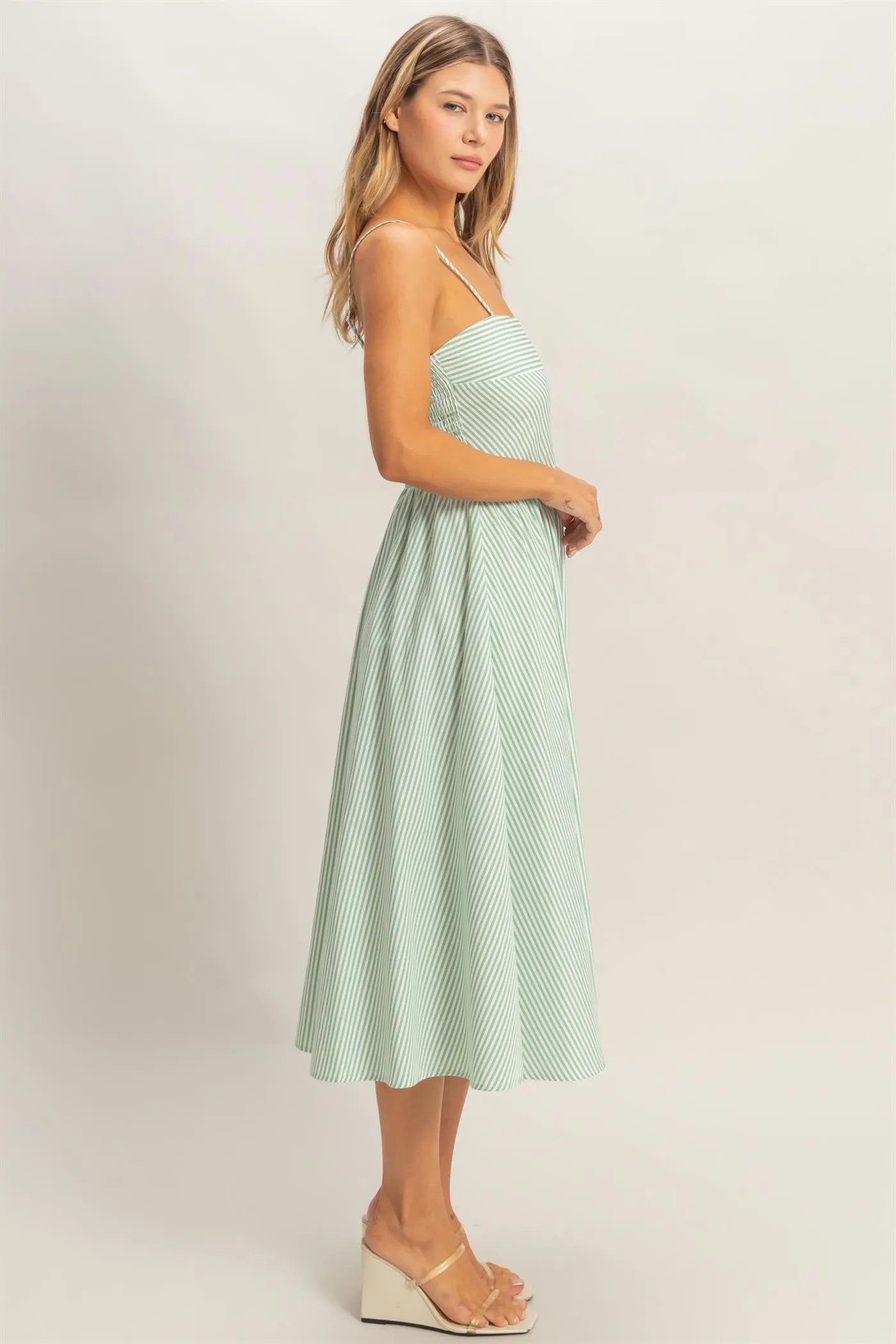 Maya Striped Midi Dress, Green sold by North & Main Clothing Company product image thumbnail 5