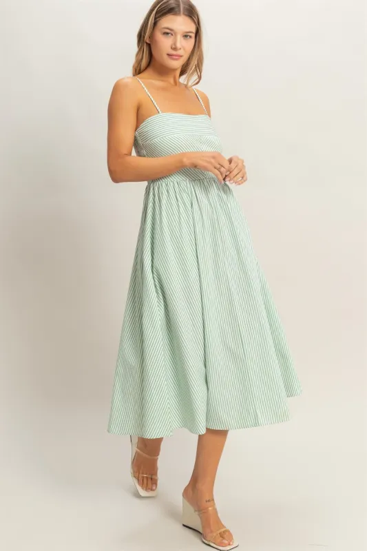 Maya Striped Midi Dress, Green made by HYFVE