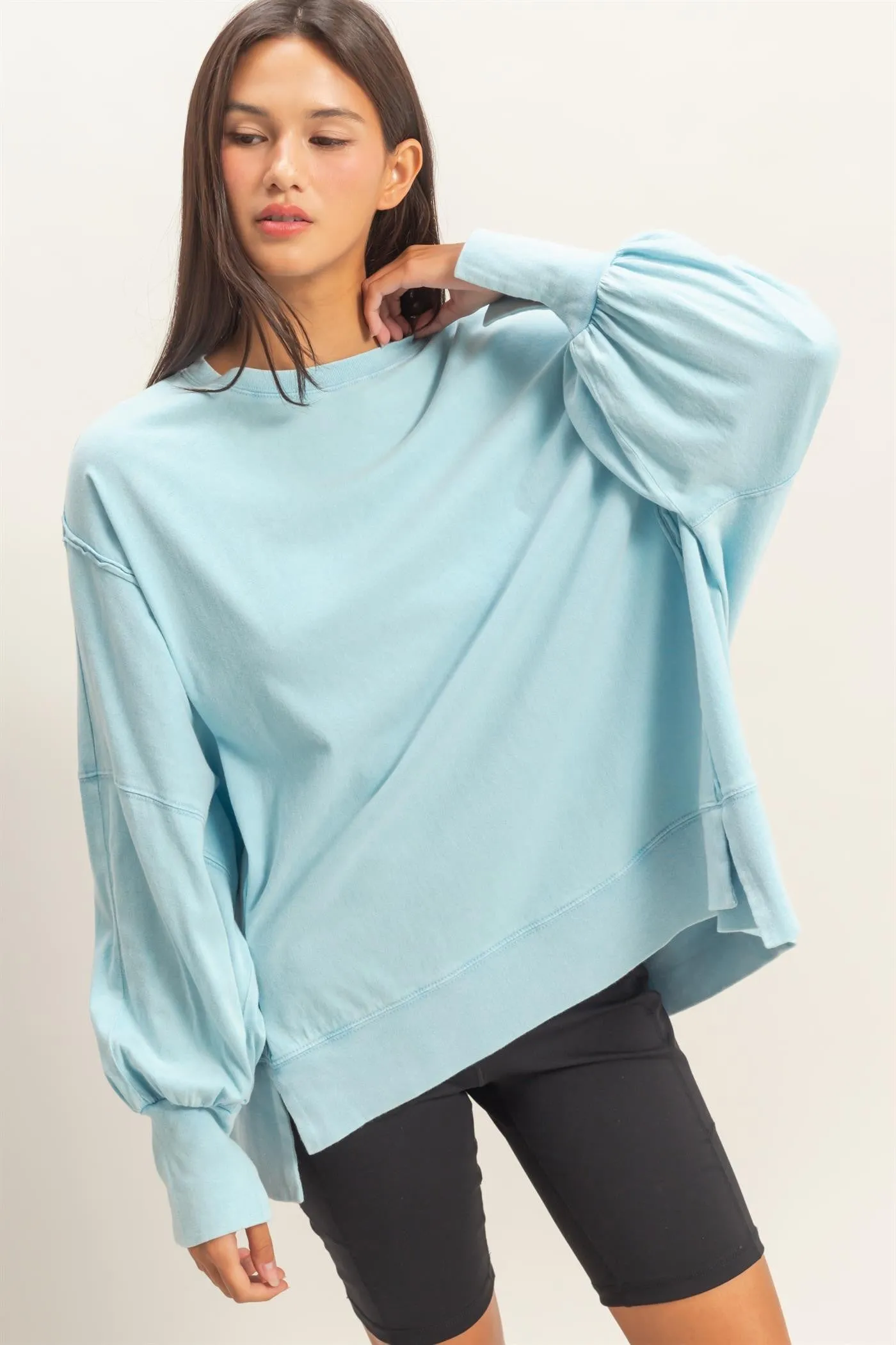 Hannah Oversized Top, Blue sold by North & Main Clothing Company