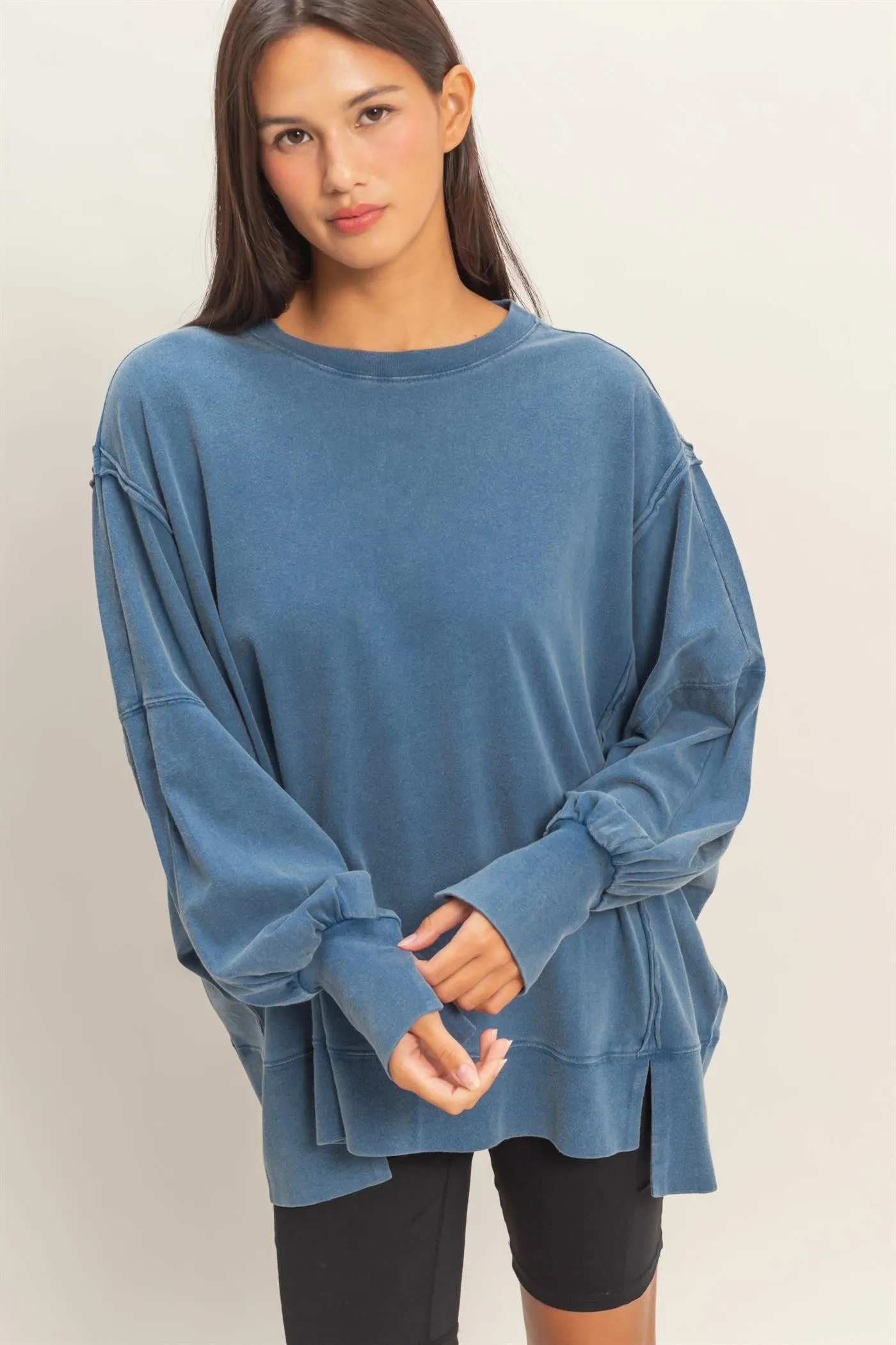 Hannah Oversized Top, Navy sold by North & Main Clothing Company
