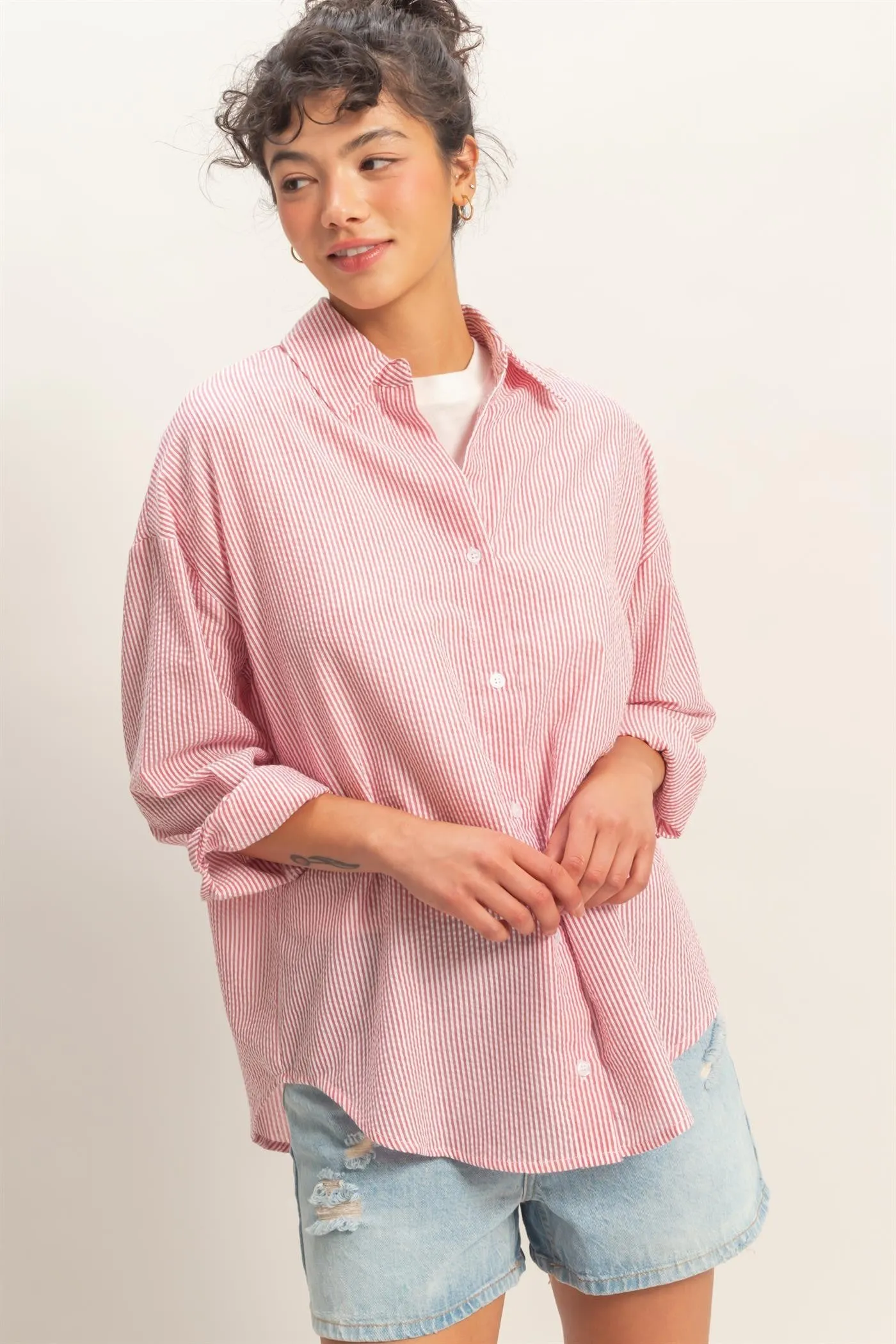 Striped Button Down Shirt, Red sold by North & Main Clothing Company product image thumbnail 3