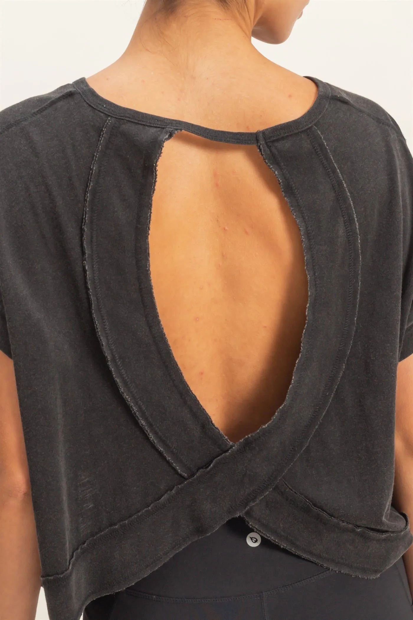 Parker Acid Washed Open Back Top, Black sold by North & Main Clothing Company product image thumbnail 2