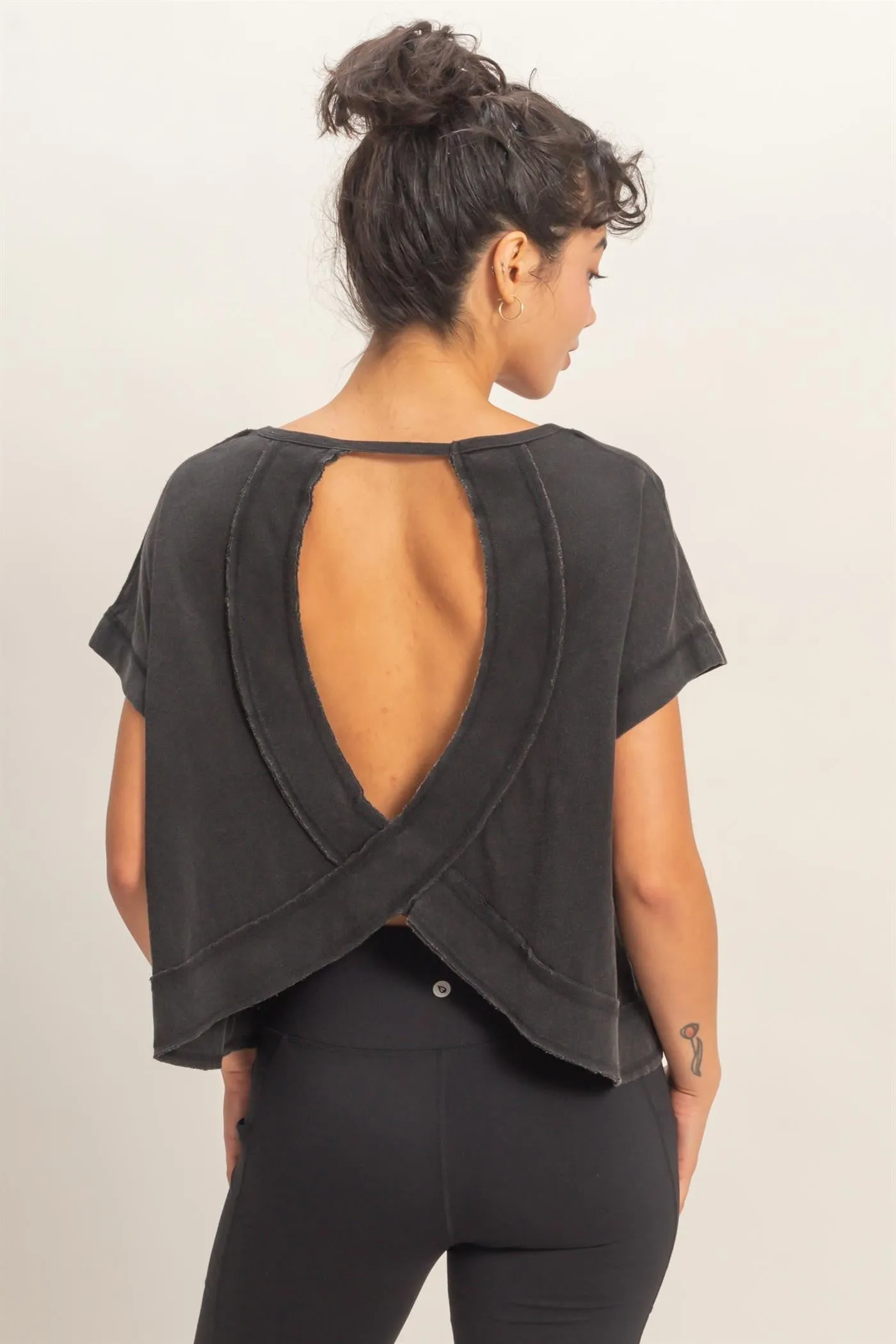 Parker Acid Washed Open Back Top, Black sold by North & Main Clothing Company product image thumbnail 3