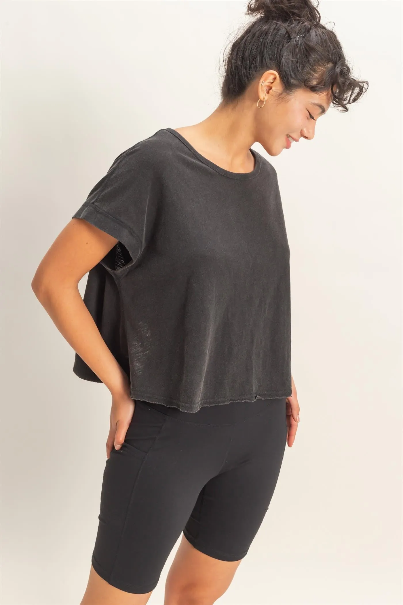 Parker Acid Washed Open Back Top, Black sold by North & Main Clothing Company product image thumbnail 4