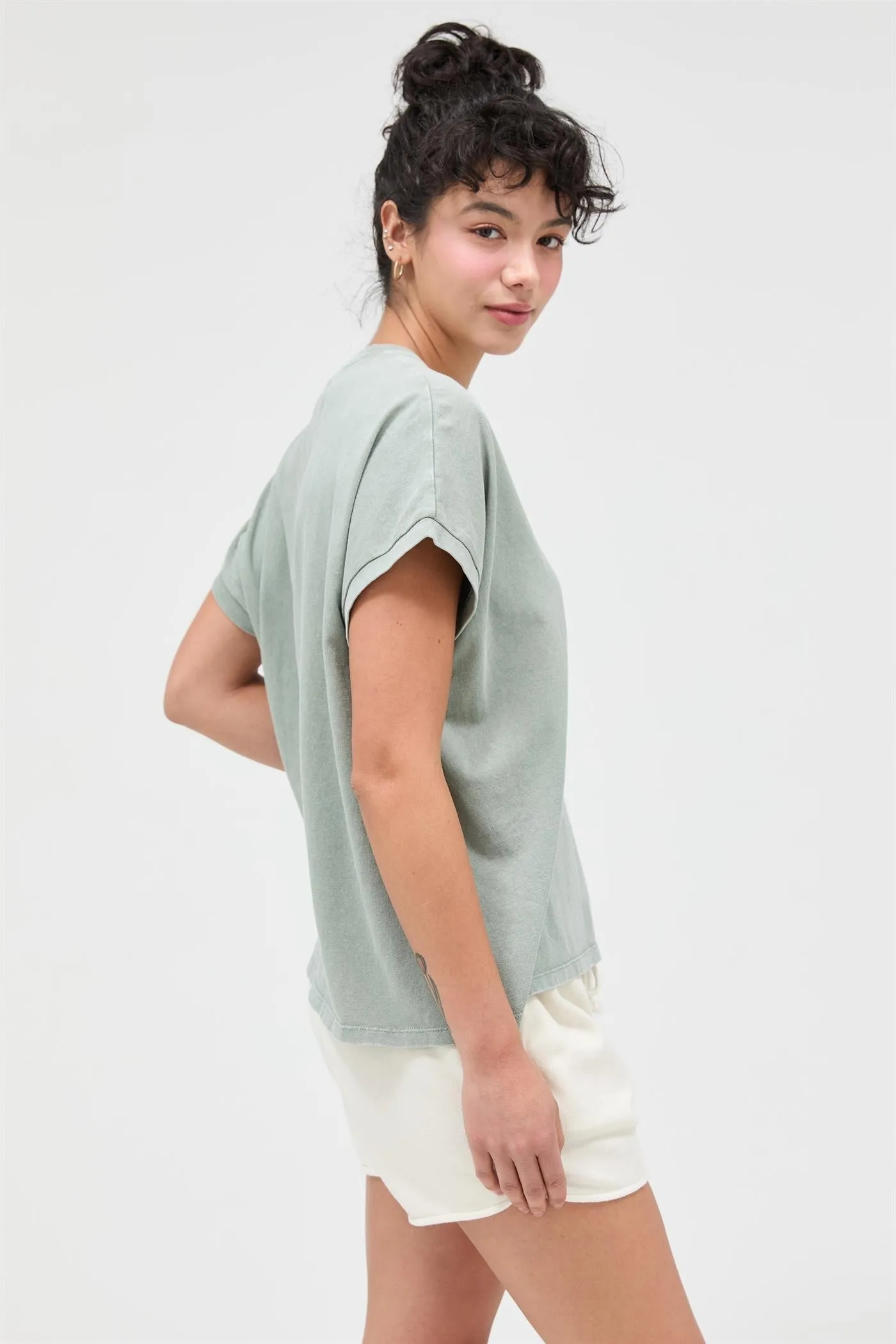 Cora Mineral Wash Tee, Sage Green sold by North & Main Clothing Company product image thumbnail 3