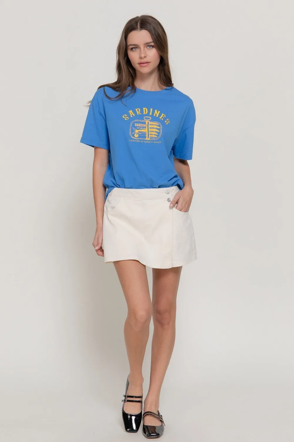 Sally Sardines Embroidery Top, Blue/Yellow sold by North & Main Clothing Company product image thumbnail 2