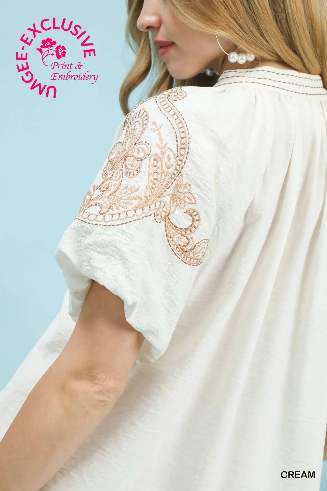 Maggie Embroidered Top, Cream sold by North & Main Clothing Company product image thumbnail 4