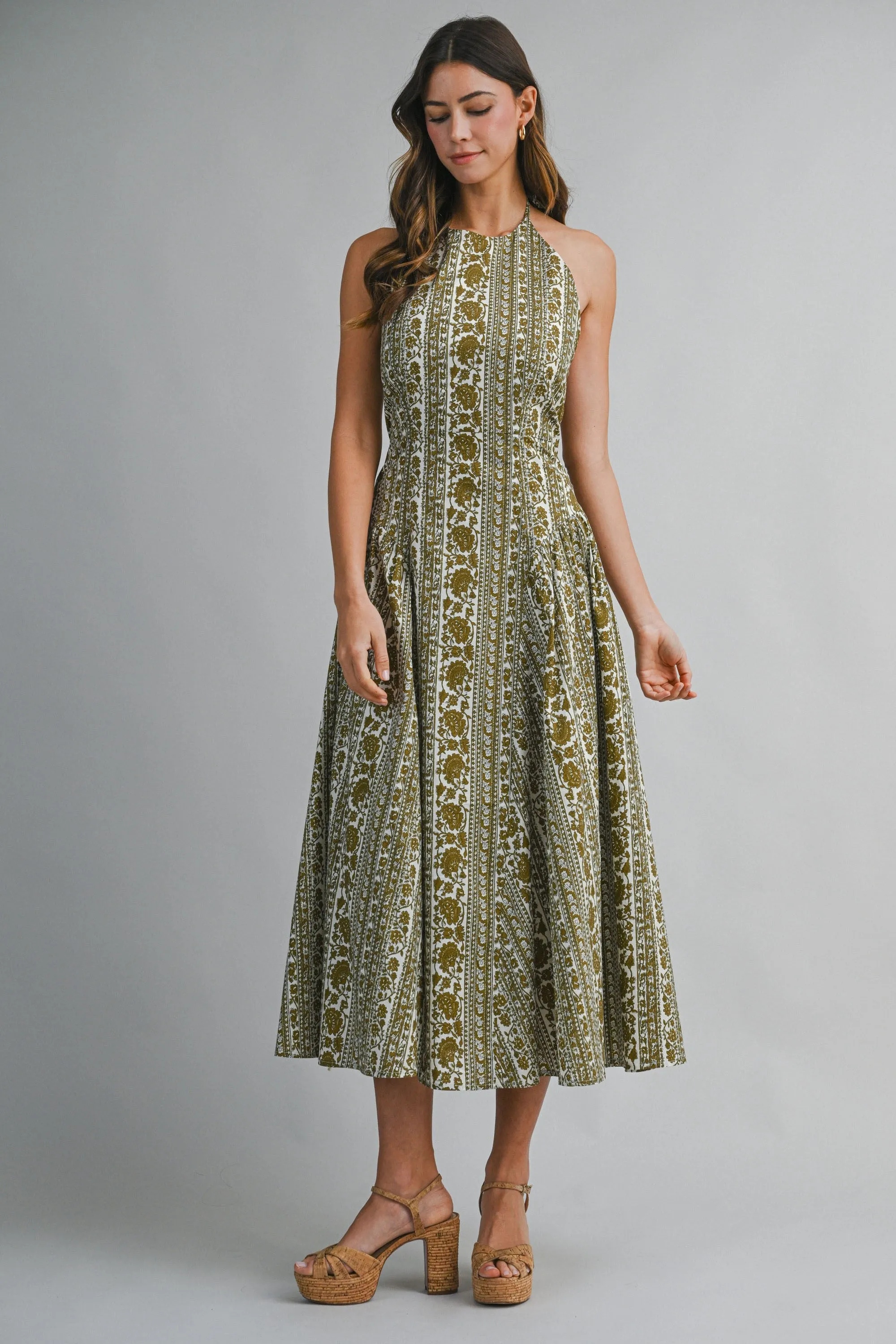 Alana Floral Midi Dress, Olive sold by North & Main Clothing Company product image thumbnail 4