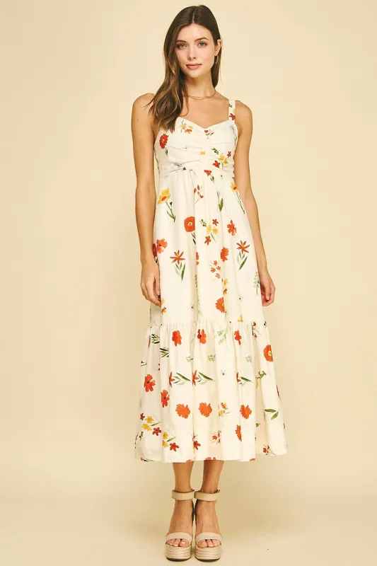 Flora Tiered Maxi Dress, Cream Floral | Pinch sold by North & Main Clothing Company