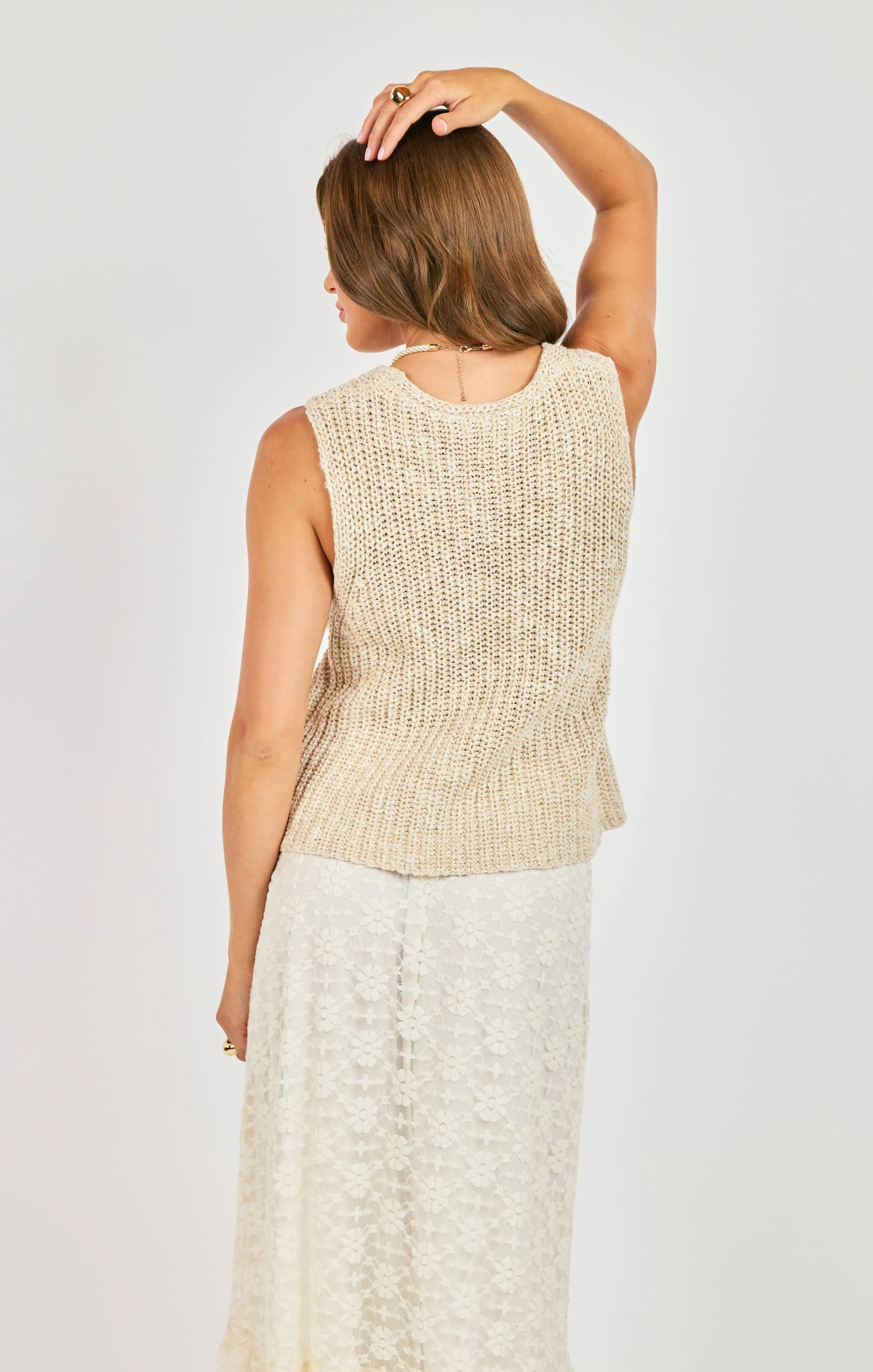 Ashtin Cardi Vest, Taupe Ivory | Sadie & Sage sold by North & Main Clothing Company product image thumbnail 4