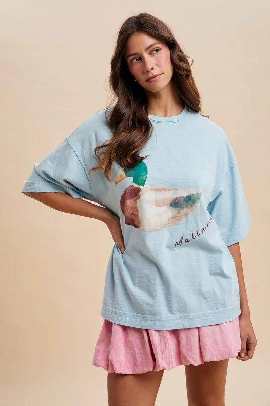 Mallard Oversized T-Shirt, Light Blue made by AnnieWear