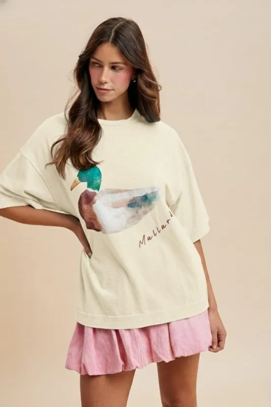 Mallard Oversized T-Shirt, Cream made by AnnieWear