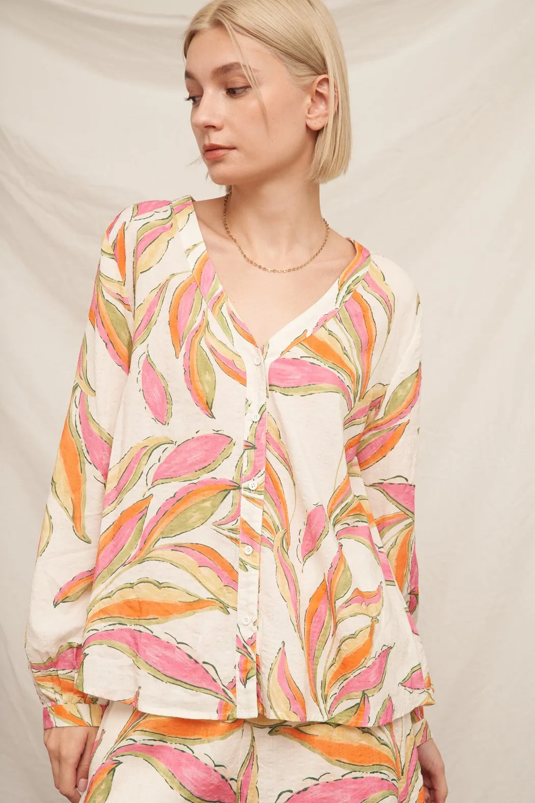 Raya Button Down Blouse, Ivory Multi sold by North & Main Clothing Company product image thumbnail 4