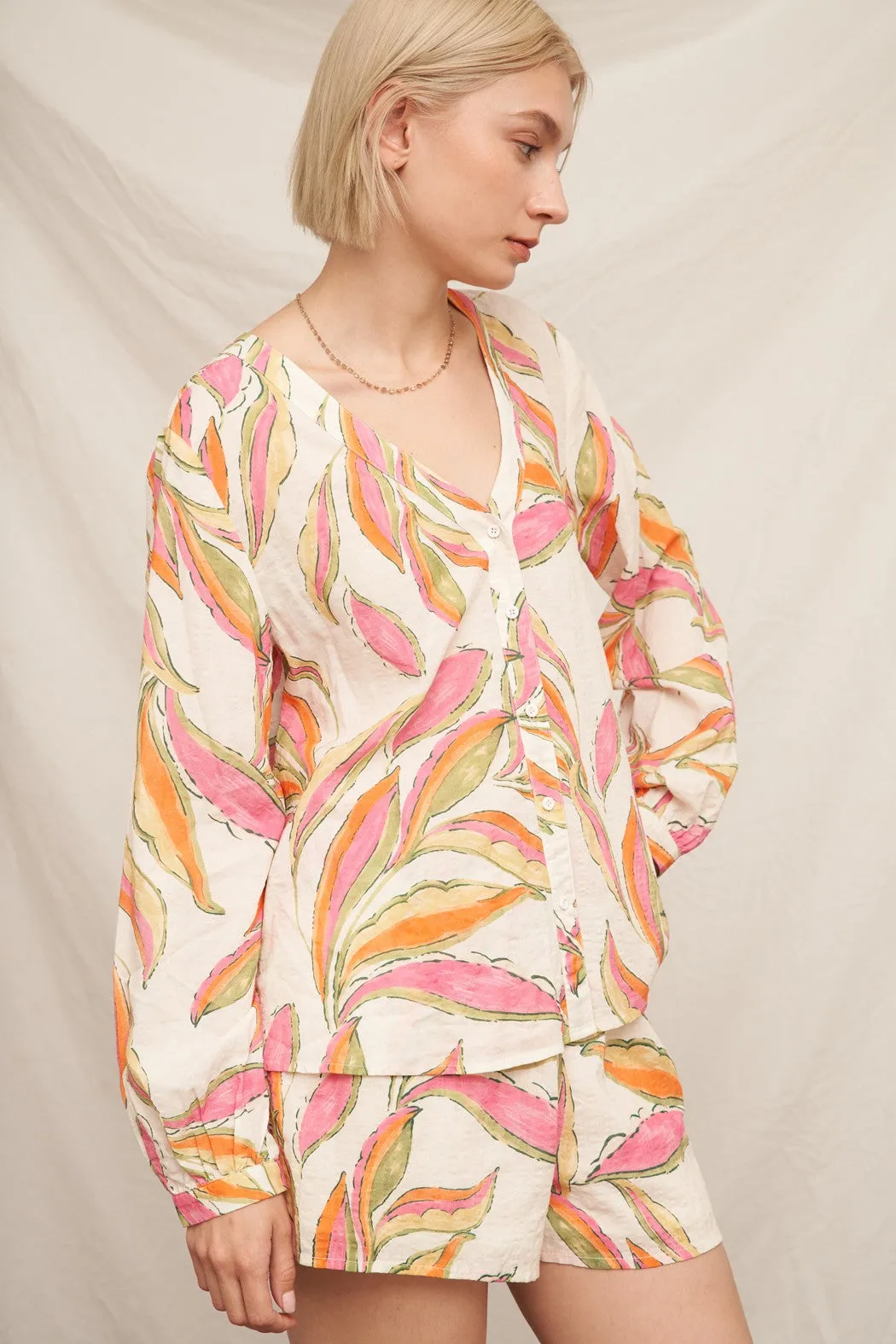 Raya Button Down Blouse, Ivory Multi sold by North & Main Clothing Company product image thumbnail 5