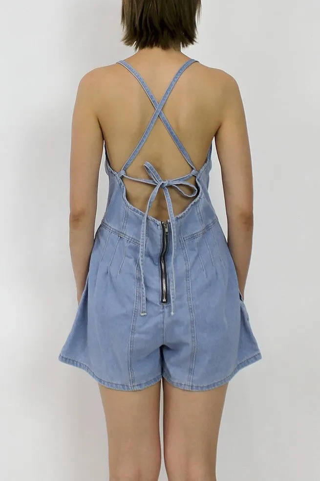 Juliet Denim Romper, Light Denim sold by North & Main Clothing Company product image thumbnail 2