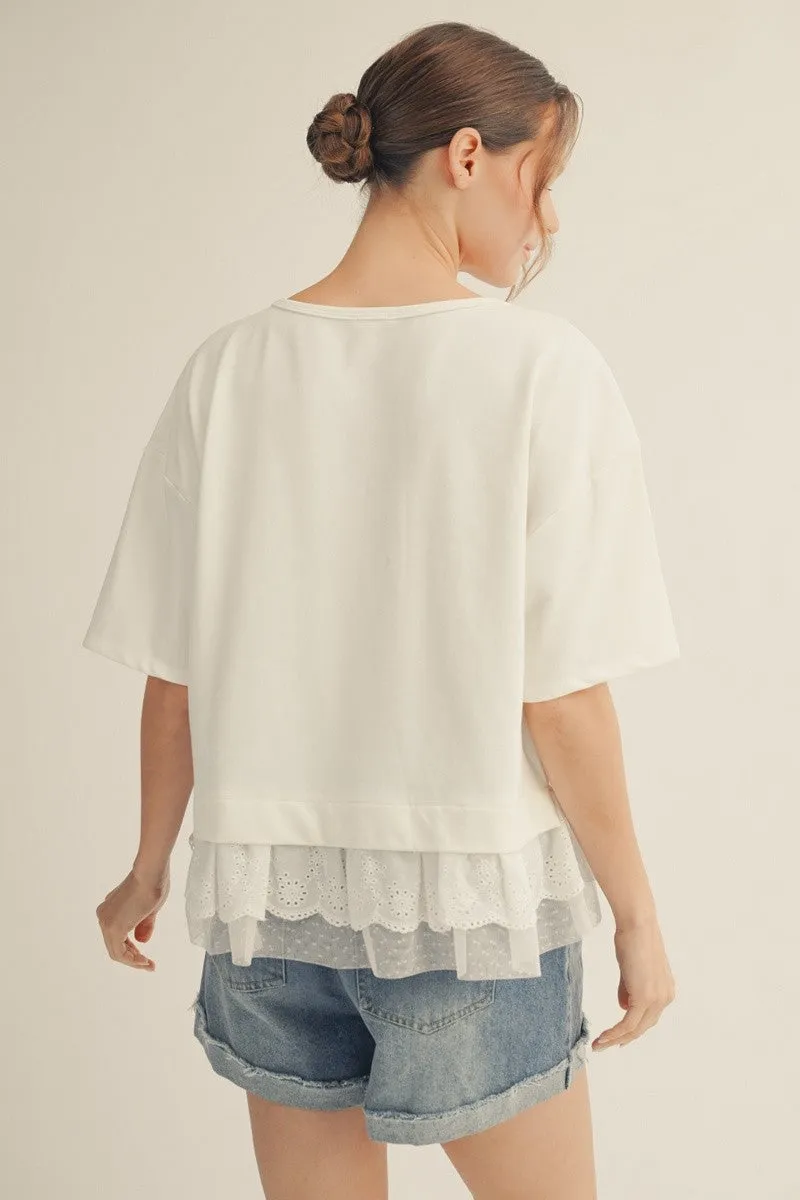 Emi Layered Hem Top, Off White sold by North & Main Clothing Company product image thumbnail 2