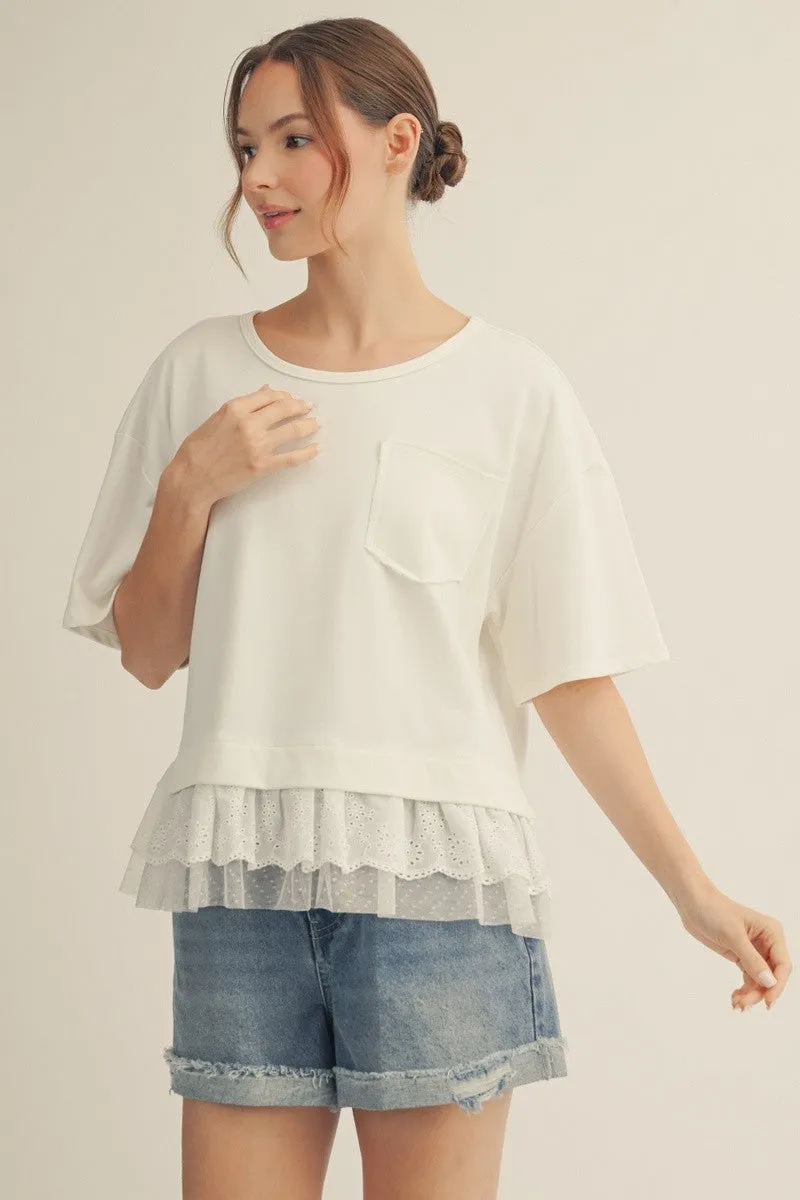 Emi Layered Hem Top, Off White sold by North & Main Clothing Company product image thumbnail 3