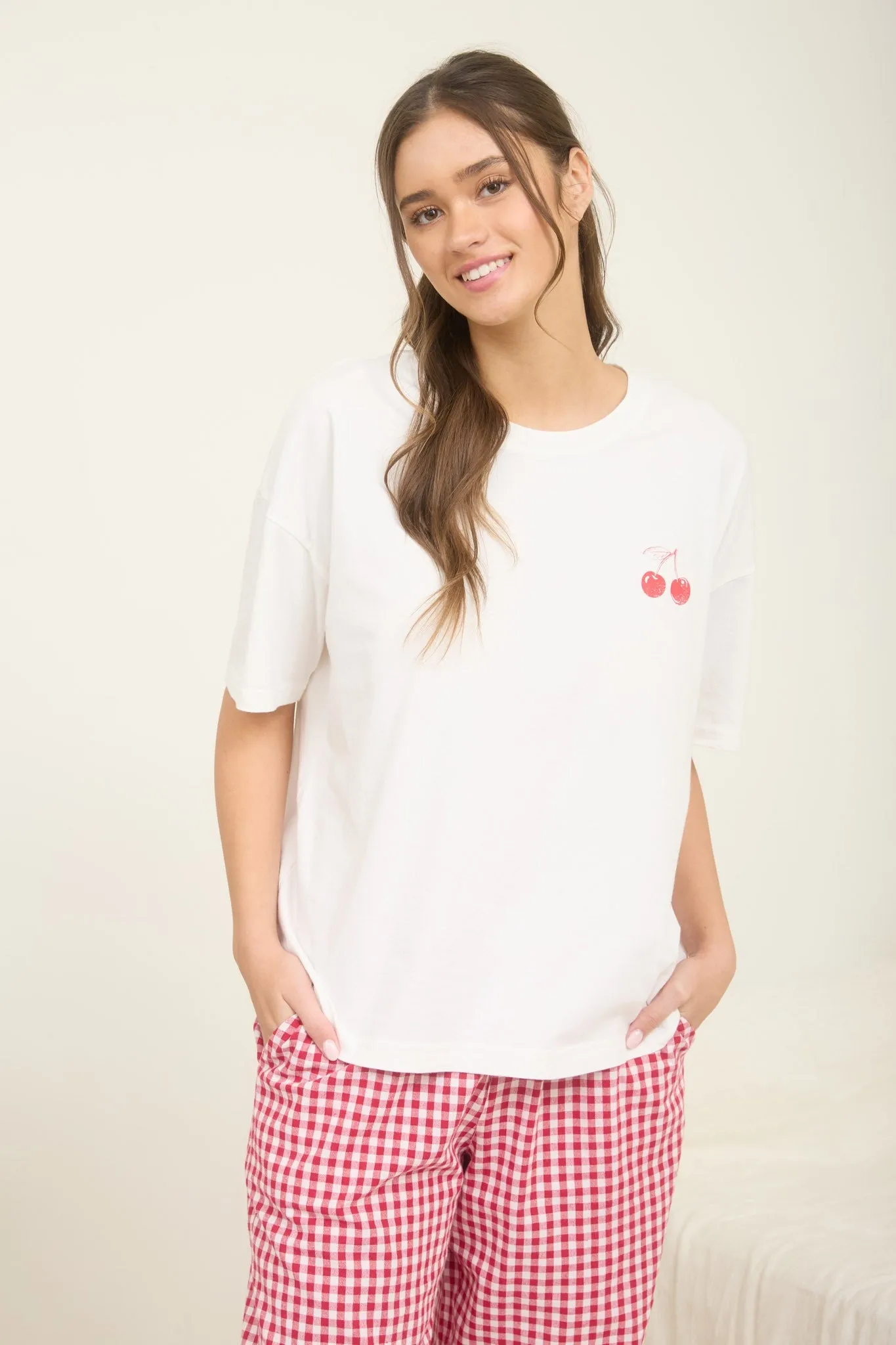Cherry Graphic T-Shirt, Ivory sold by North & Main Clothing Company product image thumbnail 3