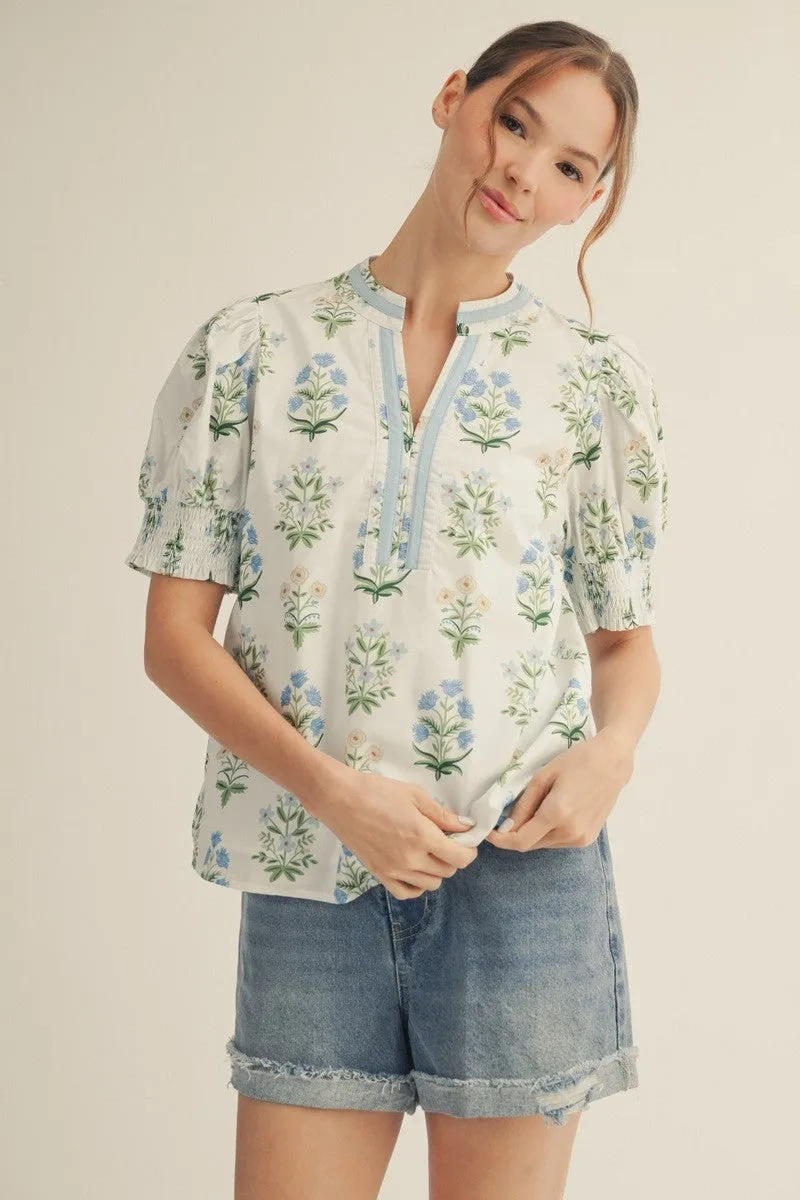 Jane Floral Top, Off White sold by North & Main Clothing Company