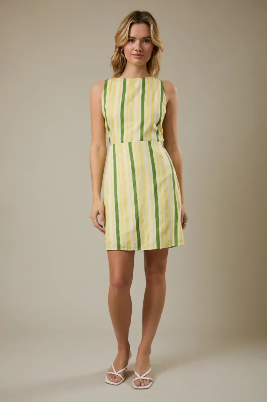 Aria Stripe Mini Dress, Cream/Lemon Stripe sold by North & Main Clothing Company