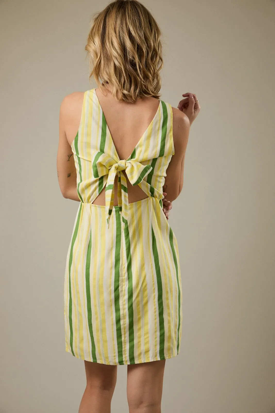 Aria Stripe Mini Dress, Cream/Lemon Stripe sold by North & Main Clothing Company product image thumbnail 3